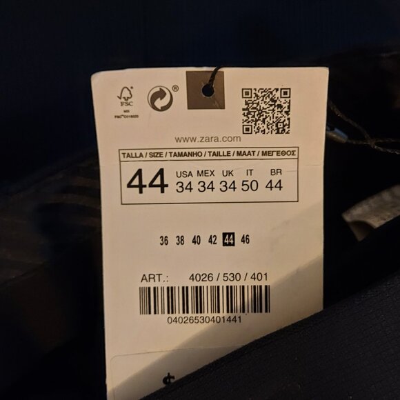 Zara Navy Blue NWT Men’s Size 34 Textured Suit Pants - Picture 13 of 15